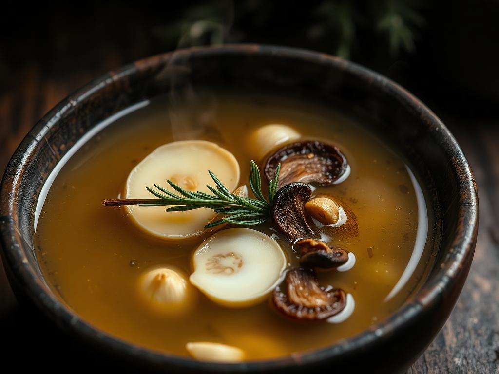 Reishi and rosemary immunity broth — Ayurvedic herbal recipe with reishi, rosemary