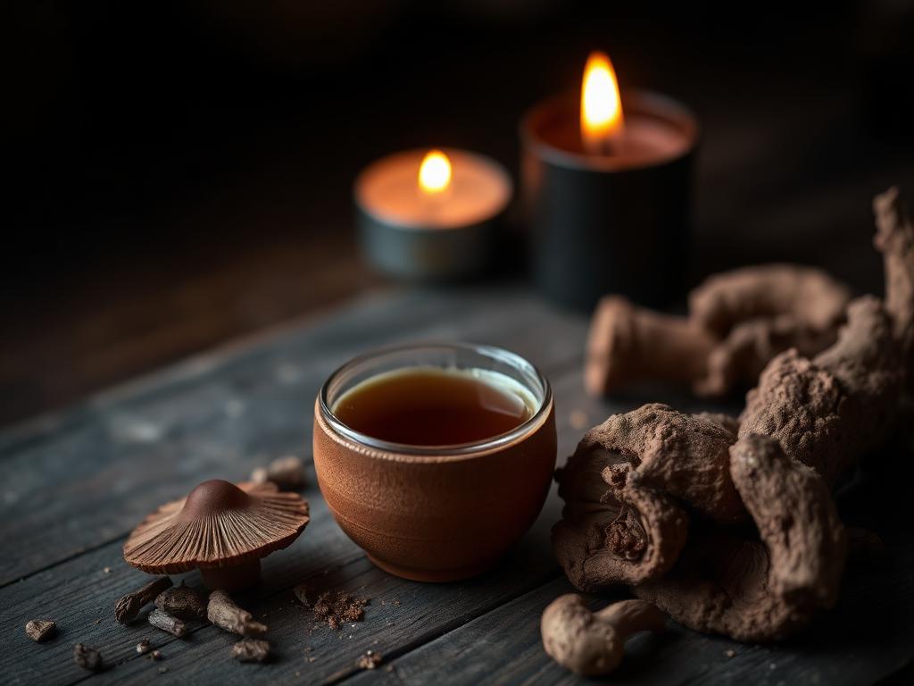 Reishi ashwagandha sleep decoction — Ayurvedic herbal recipe with reishi, ashwagandha